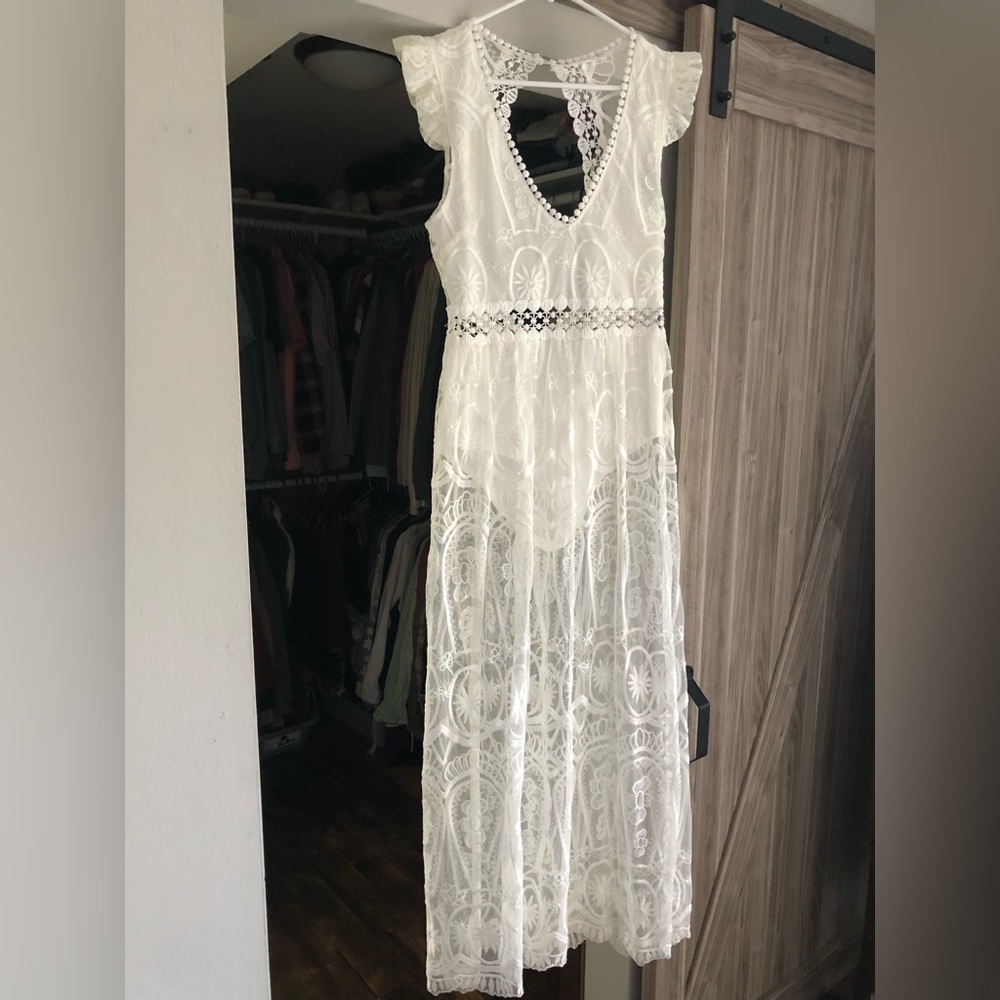 White Sheer Long Dress